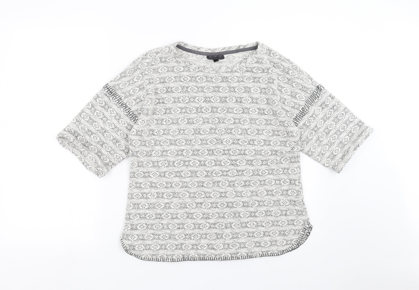 Topshop Womens Grey Geometric  Pullover Jumper Size 12