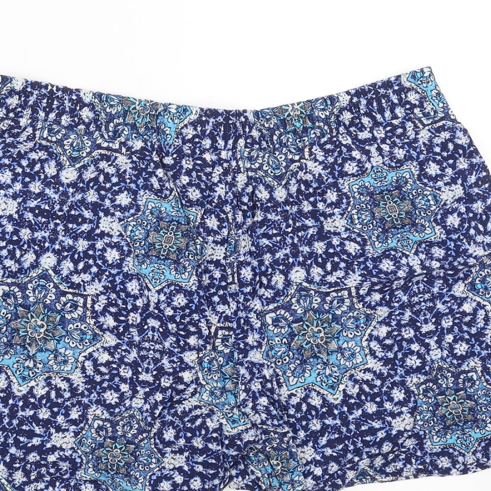 New Look Womens Blue Floral  Hot Pants Shorts Size 12