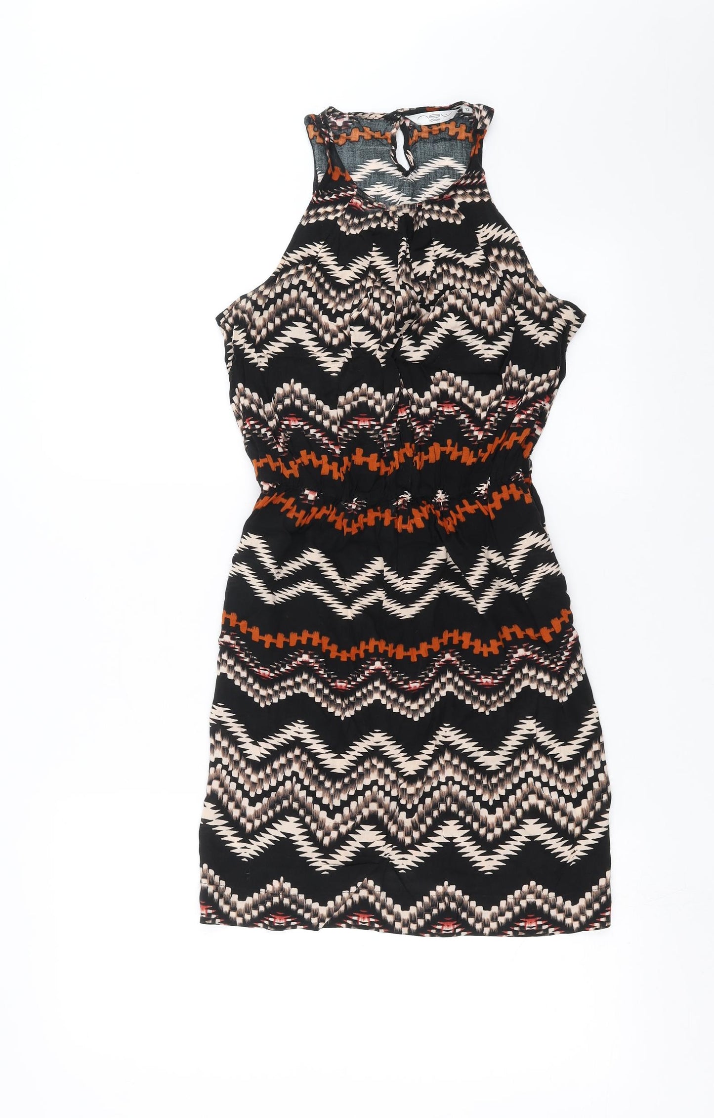 New Look Womens Black Geometric  Fit & Flare  Size 12