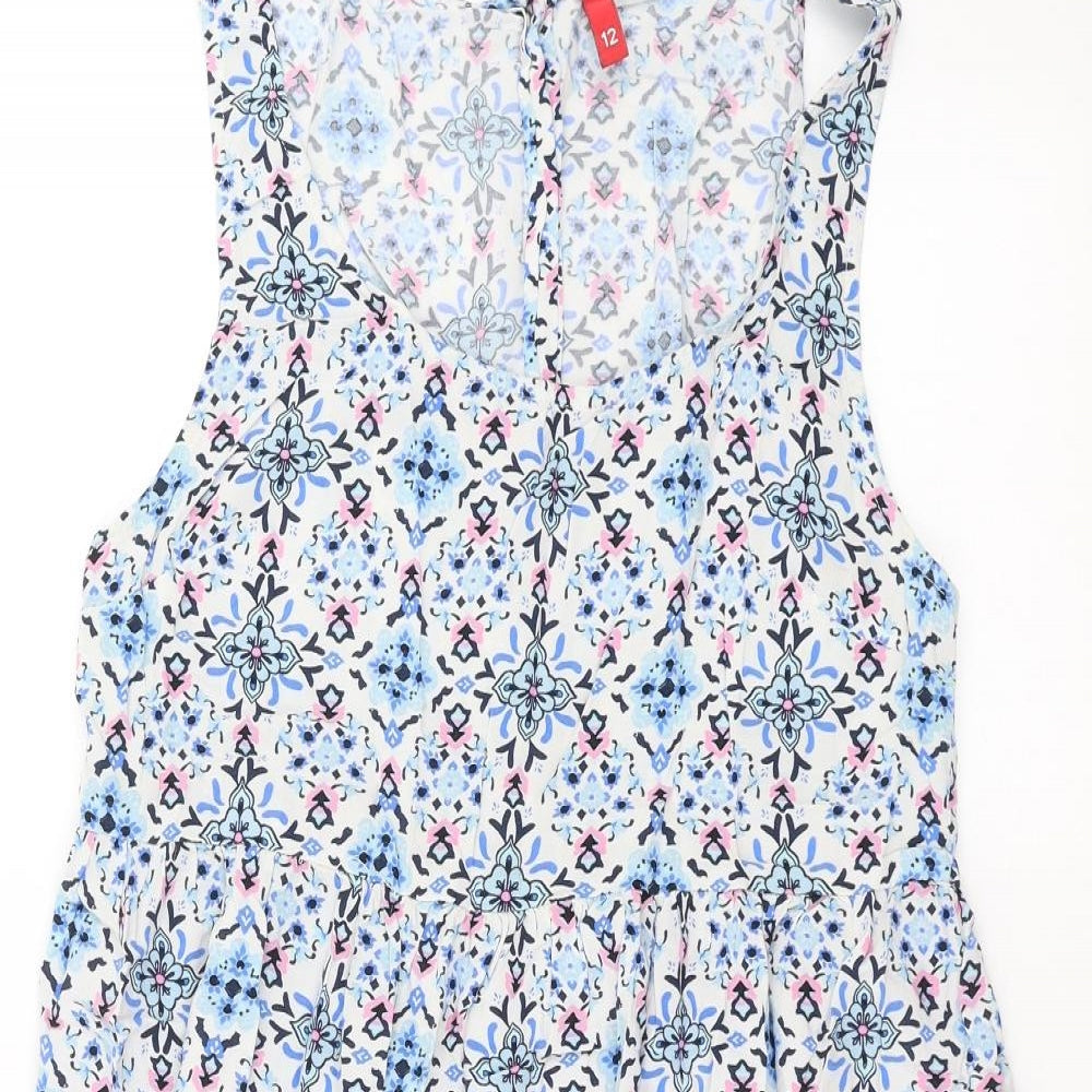 Divided by H&M Womens Blue Floral  Tank Dress  Size 12
