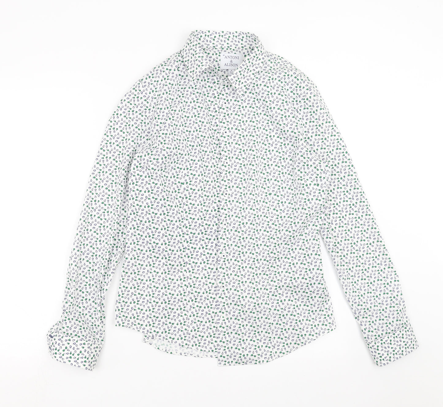 Antoni & Alison Womens White Geometric  Basic Button-Up Size 12