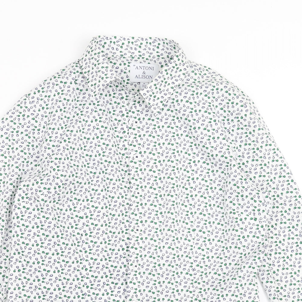 Antoni & Alison Womens White Geometric  Basic Button-Up Size 12
