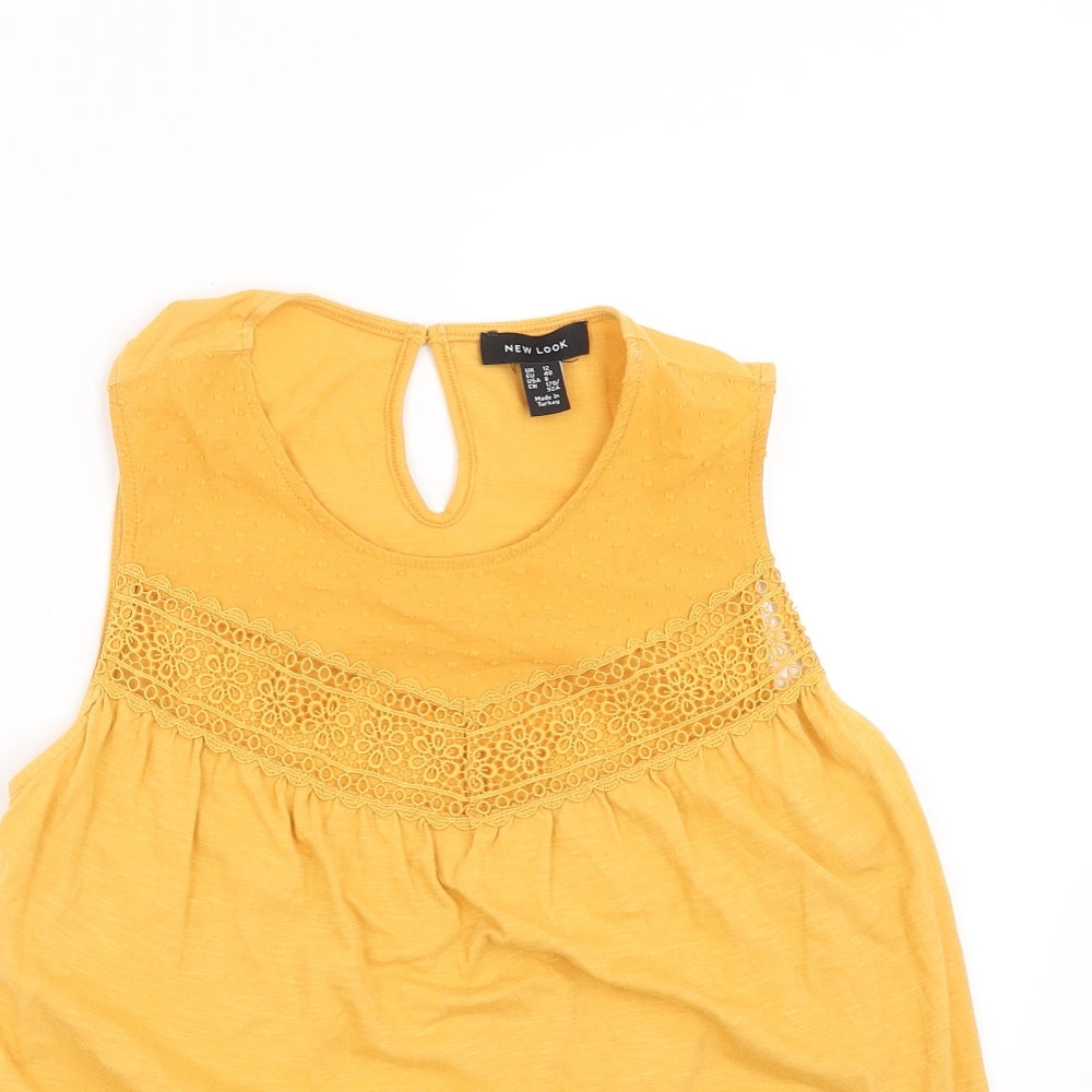 New Look Womens Orange   Basic T-Shirt Size 12  - crochet detail
