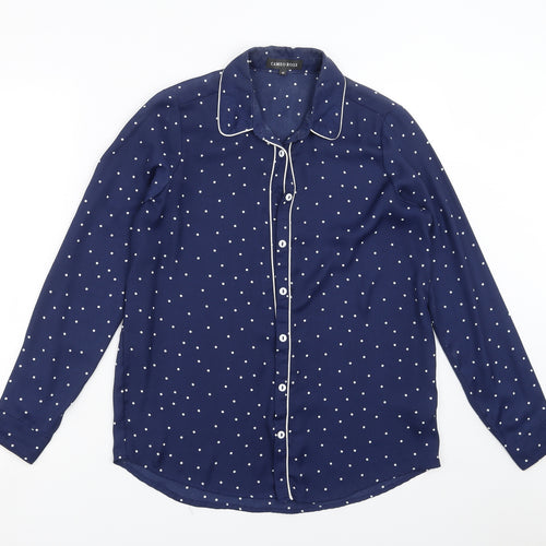 CAMEO ROSE Womens Blue Polka Dot  Basic Blouse Size 12