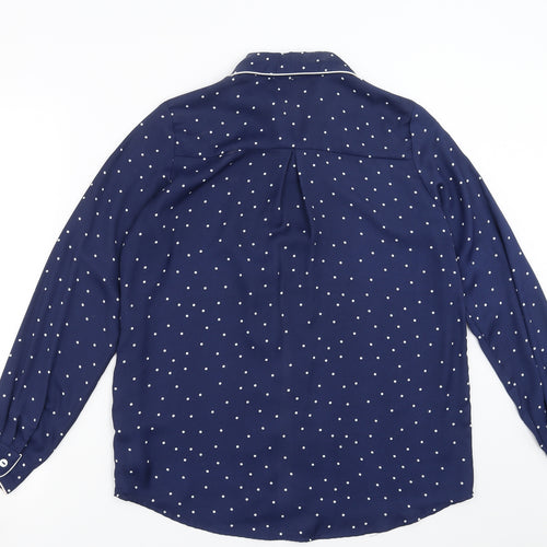 CAMEO ROSE Womens Blue Polka Dot  Basic Blouse Size 12