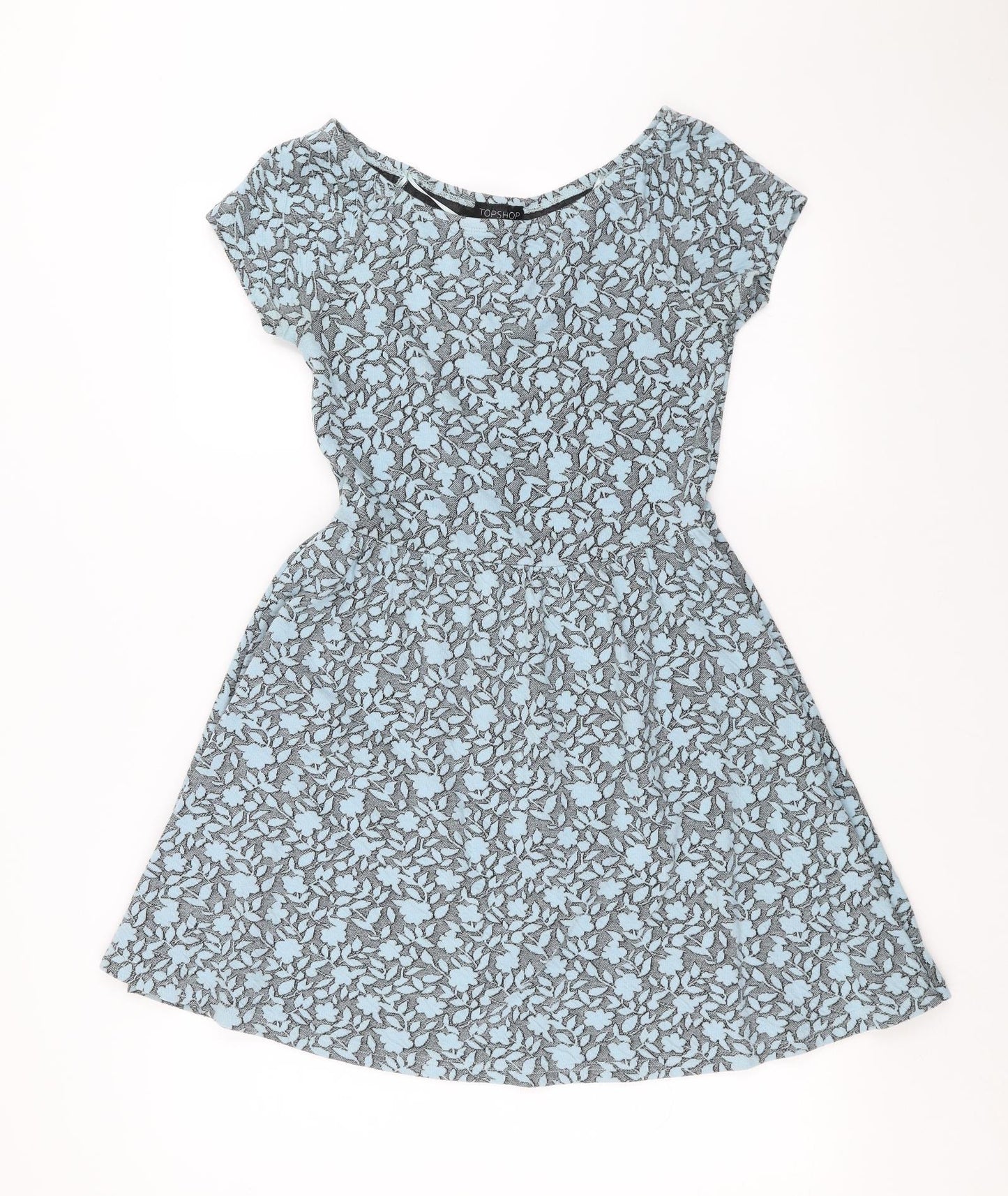 Topshop Womens Blue Floral  Fit & Flare  Size 12