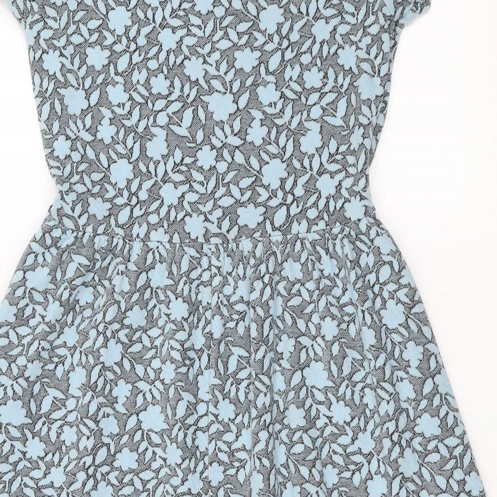 Topshop Womens Blue Floral  Fit & Flare  Size 12