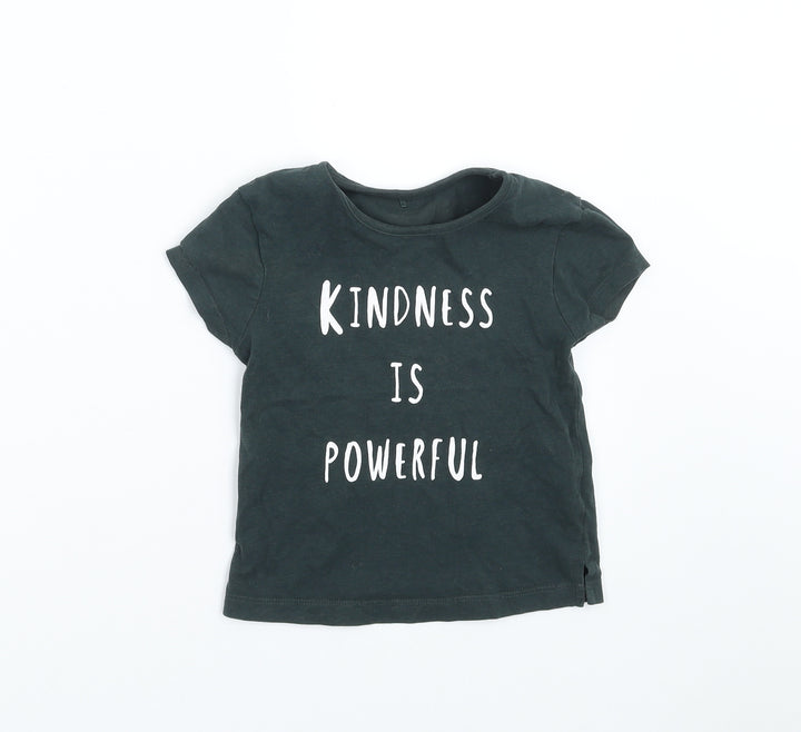 George Girls Black Basic T-Shirt Size 2-3 Years - kindness is powerful