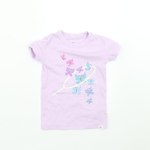 Gap Girls Purple   Basic T-Shirt Size 2 Years  - butterflies