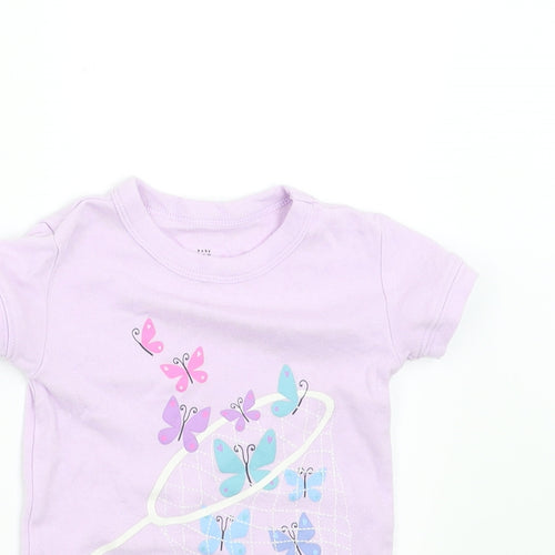 Gap Girls Purple   Basic T-Shirt Size 2 Years  - butterflies