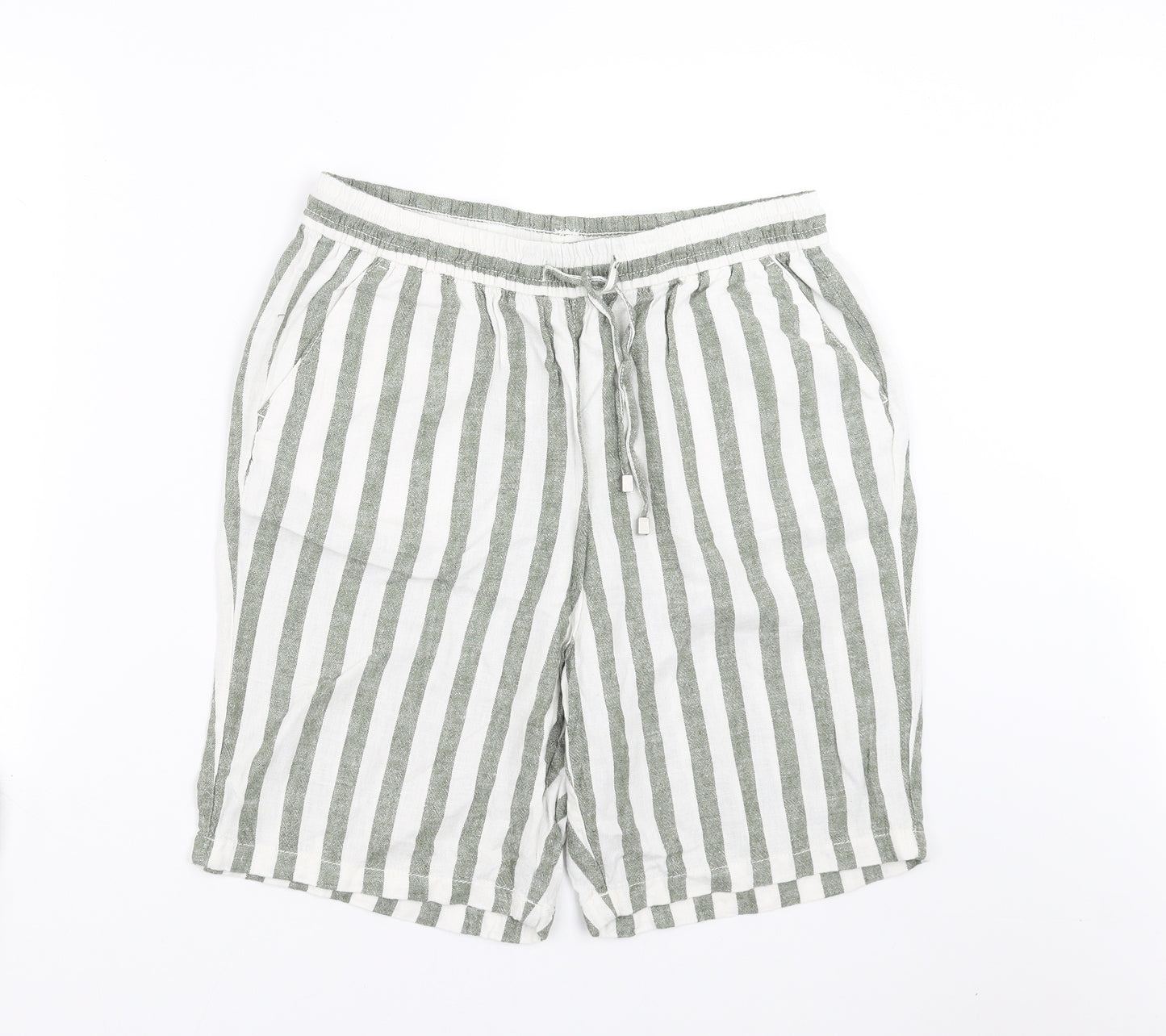Bonmarché Womens Green Striped  Bermuda Shorts Size 12