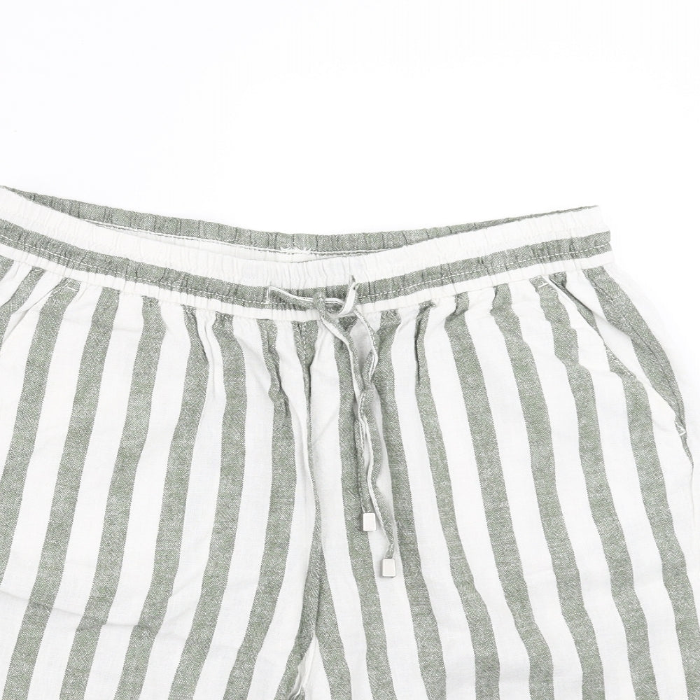 Bonmarché Womens Green Striped  Bermuda Shorts Size 12