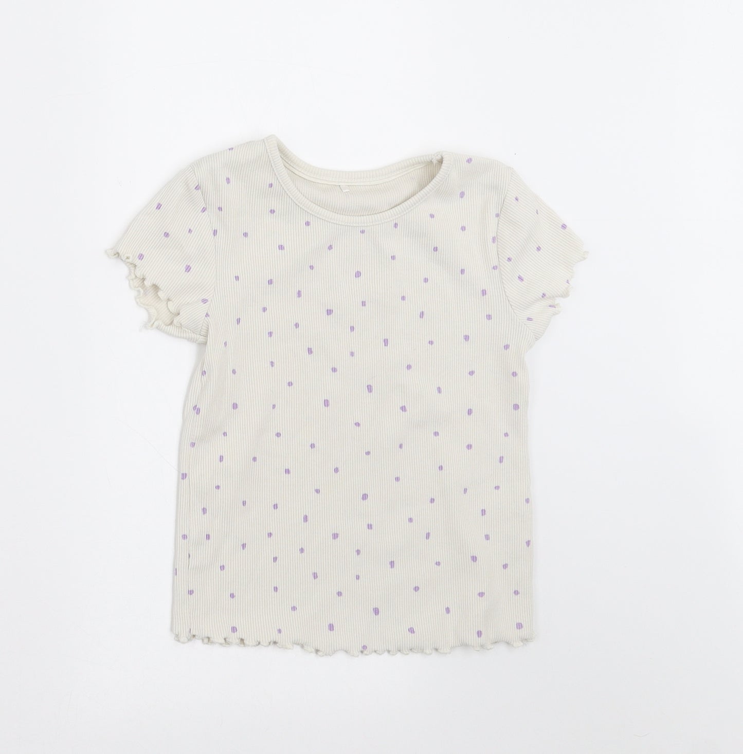 George Girls Ivory Polka Dot  Basic T-Shirt Size 4-5 Years