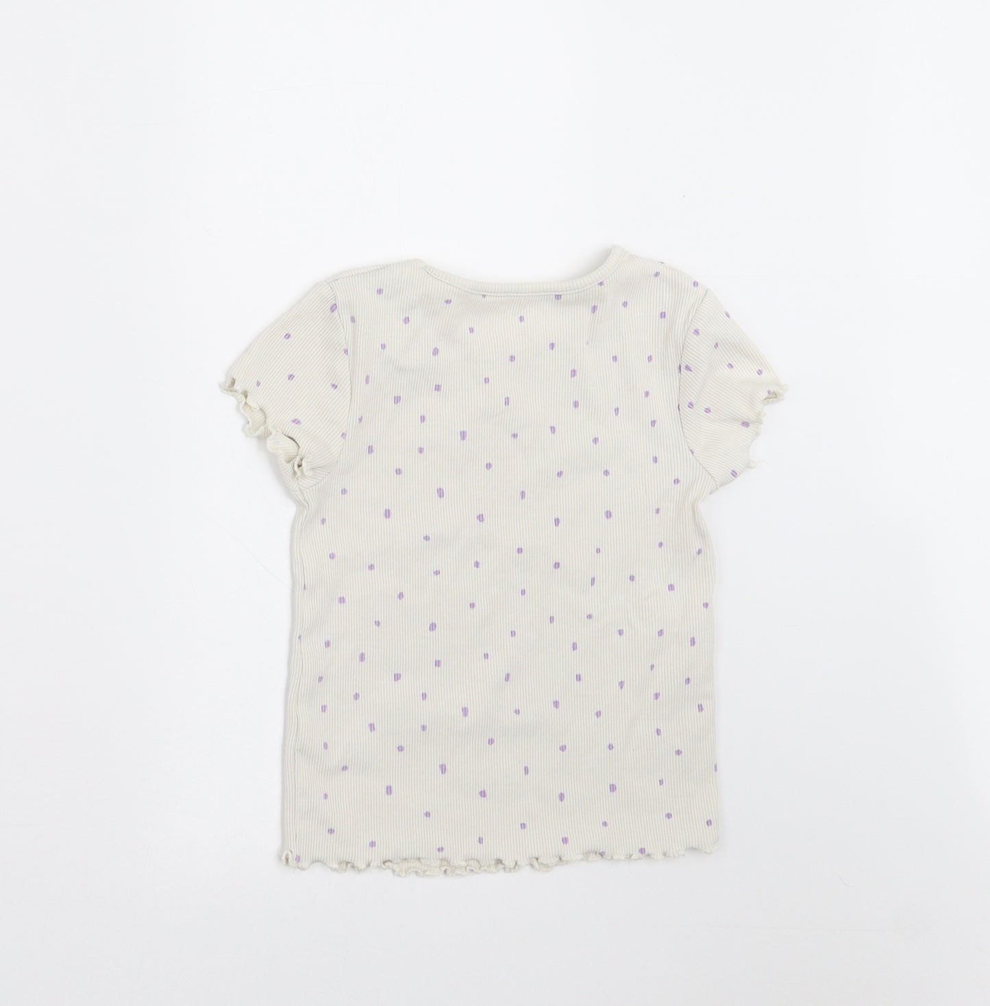 George Girls Ivory Polka Dot  Basic T-Shirt Size 4-5 Years
