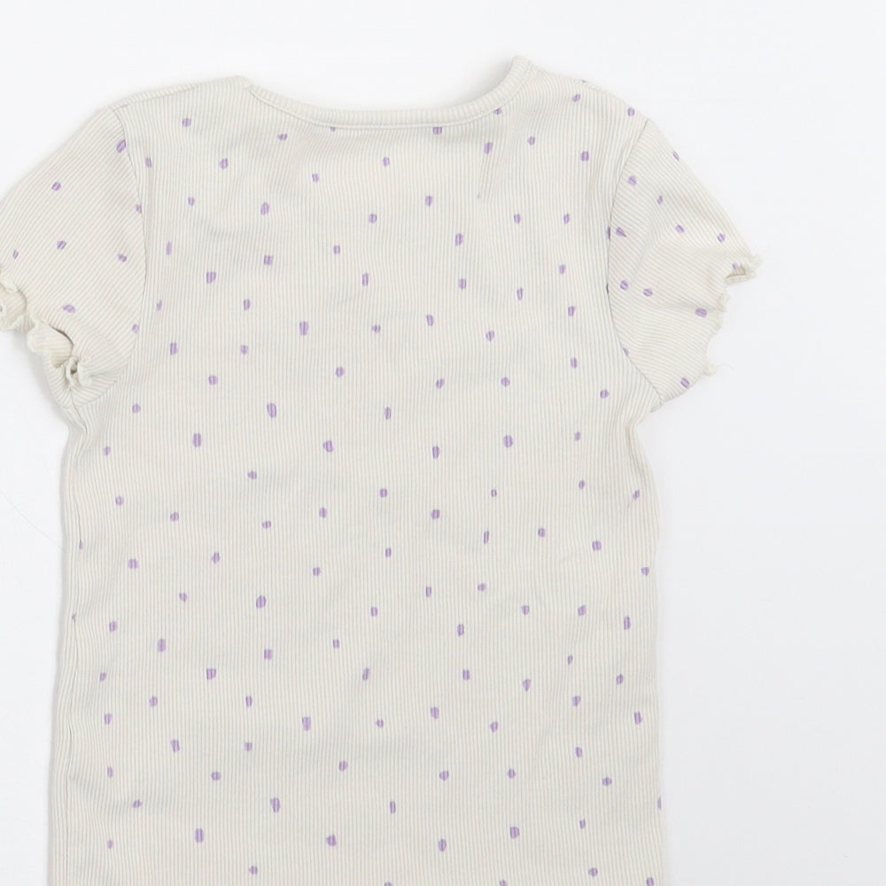 George Girls Ivory Polka Dot  Basic T-Shirt Size 4-5 Years
