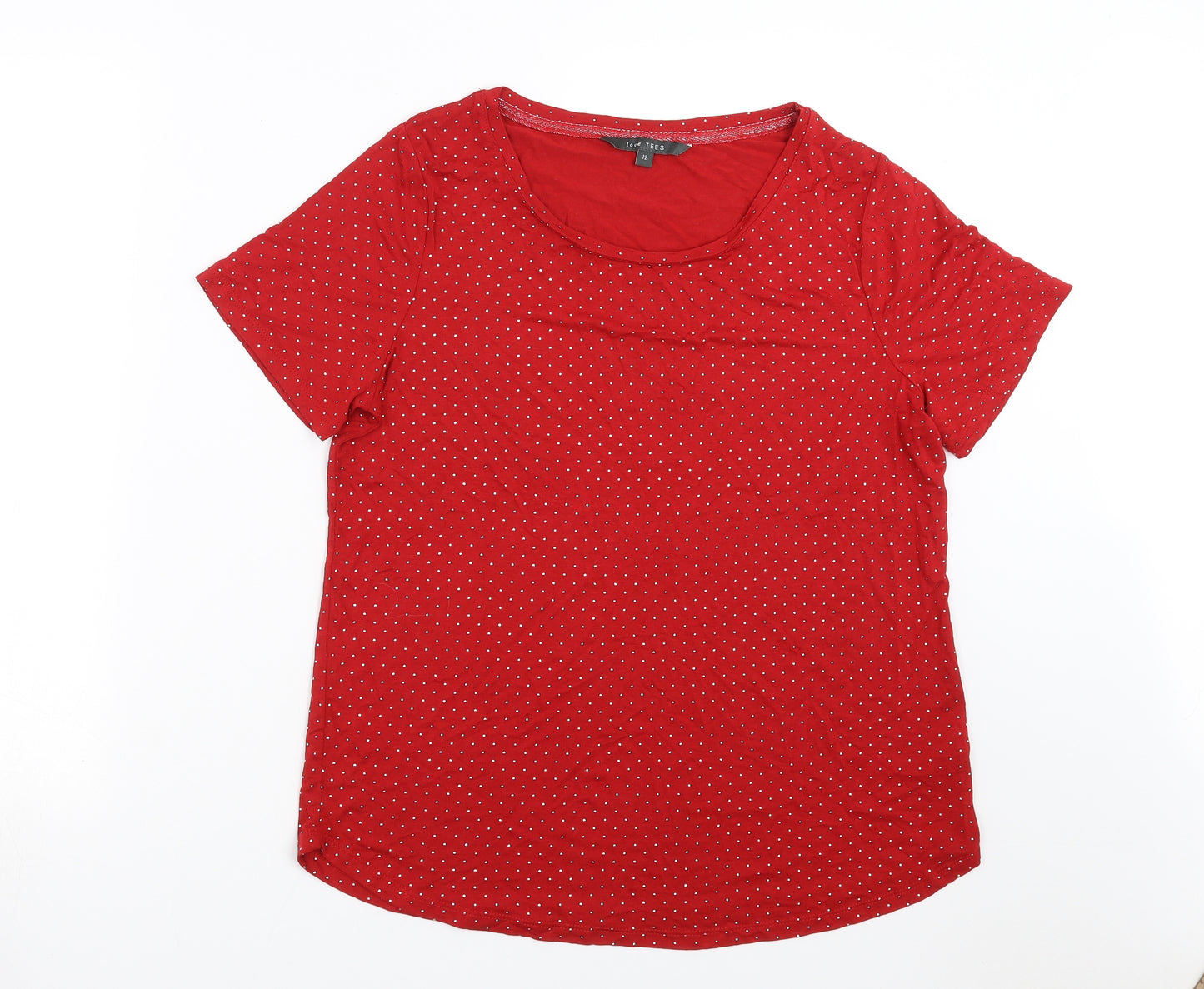 Love tees Womens Red   Basic T-Shirt Size 12  - dotted pattern