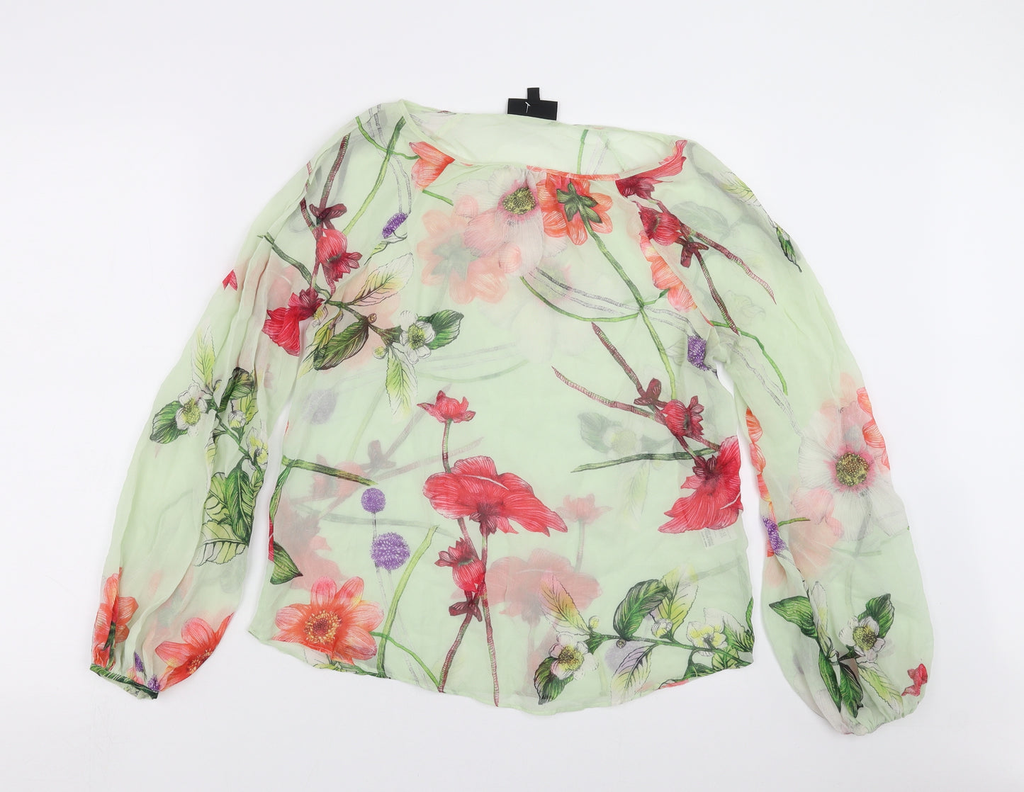 Warehouse Womens Green Floral  Basic Blouse Size 12