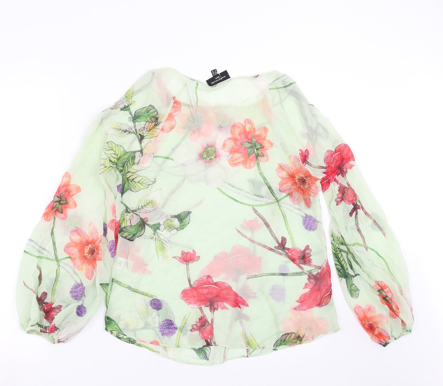 Warehouse Womens Green Floral  Basic Blouse Size 12