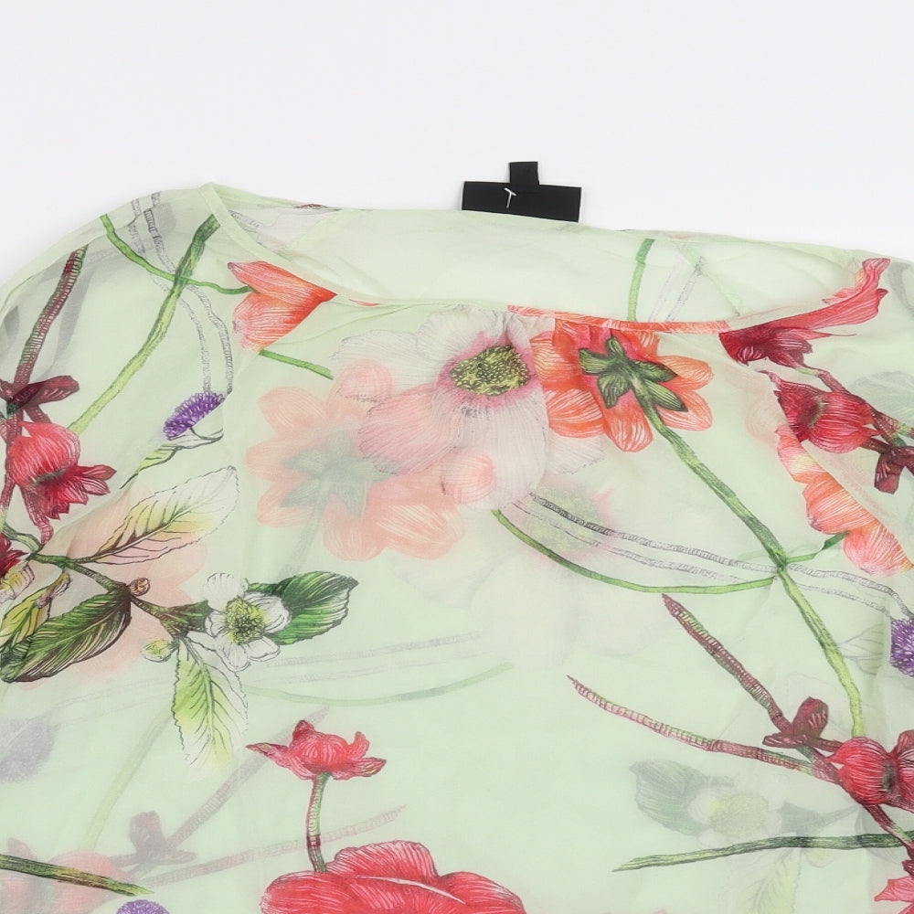 Warehouse Womens Green Floral  Basic Blouse Size 12