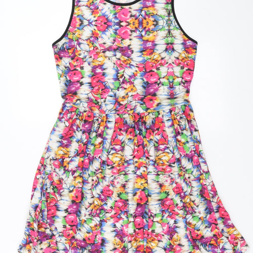 Topshop Womens Multicoloured Floral  Fit & Flare  Size 10