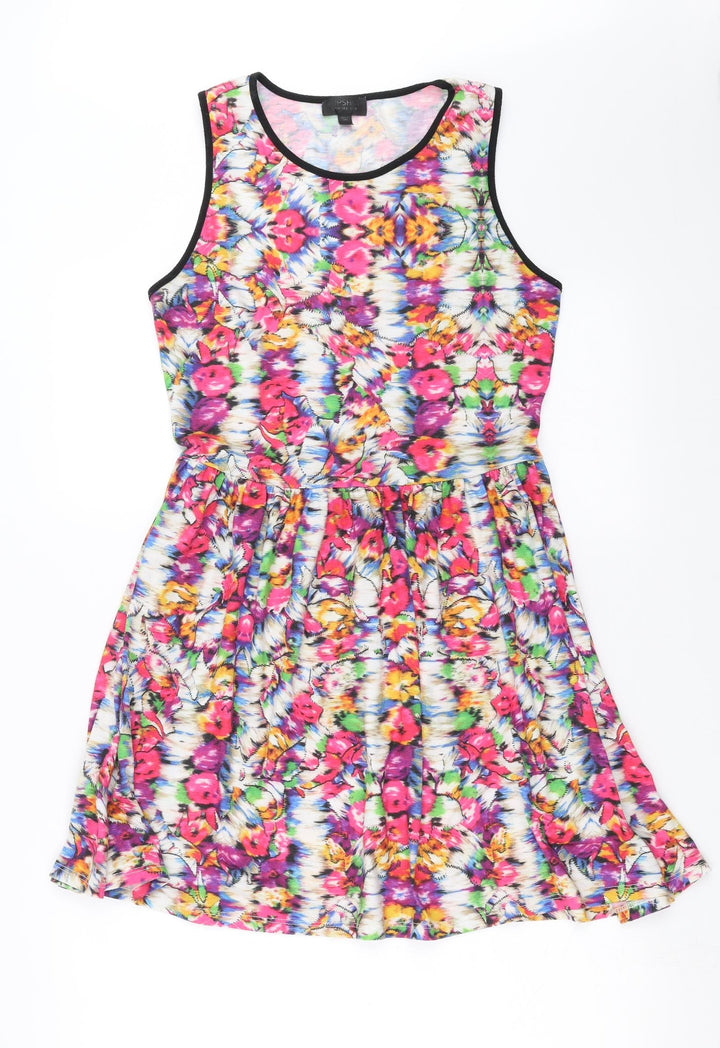 Topshop Womens Multicoloured Floral Fit & Flare Size 10