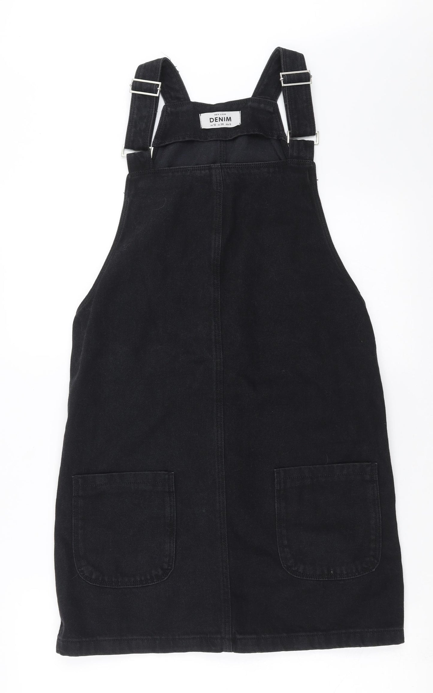 New Look Womens Black  Denim Pinafore/Dungaree Dress  Size 10