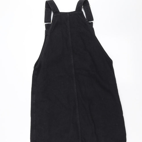 New Look Womens Black  Denim Pinafore/Dungaree Dress  Size 10