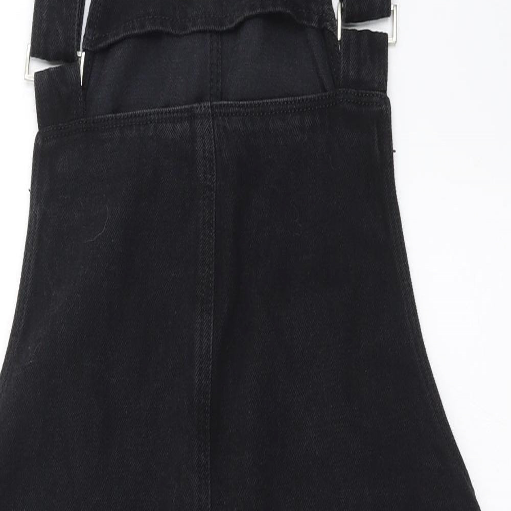 New Look Womens Black  Denim Pinafore/Dungaree Dress  Size 10