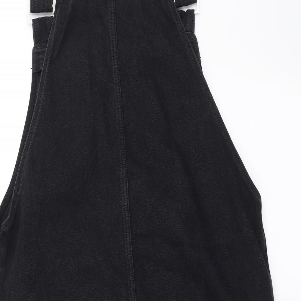 New Look Womens Black  Denim Pinafore/Dungaree Dress  Size 10