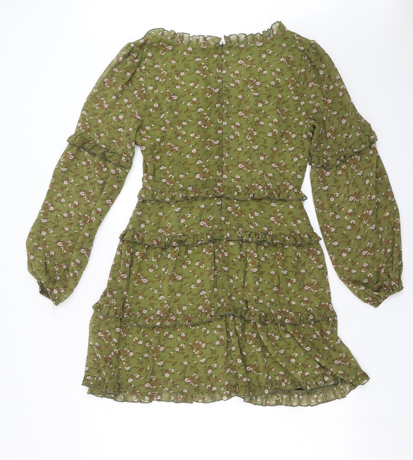 Nasty Gal Womens Green Floral  Shift  Size 10  - tiered skirt