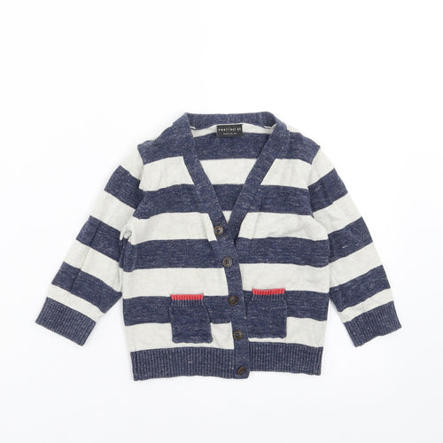NEXT Boys Blue Striped Knit Cardigan Jumper Size 18-24 Months