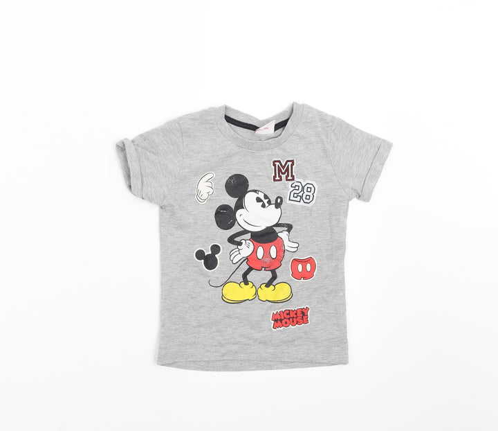 Disney Baby Grey Basic T-Shirt Size 12-18 Months - mickey mouse