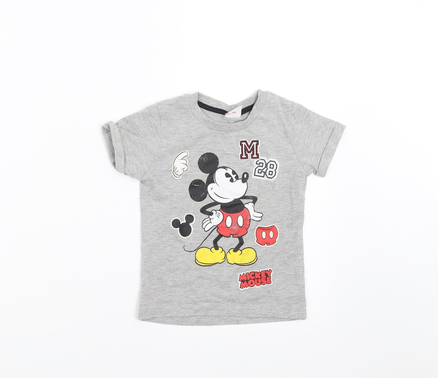 Disney Baby Grey   Basic T-Shirt Size 12-18 Months  - mickey mouse