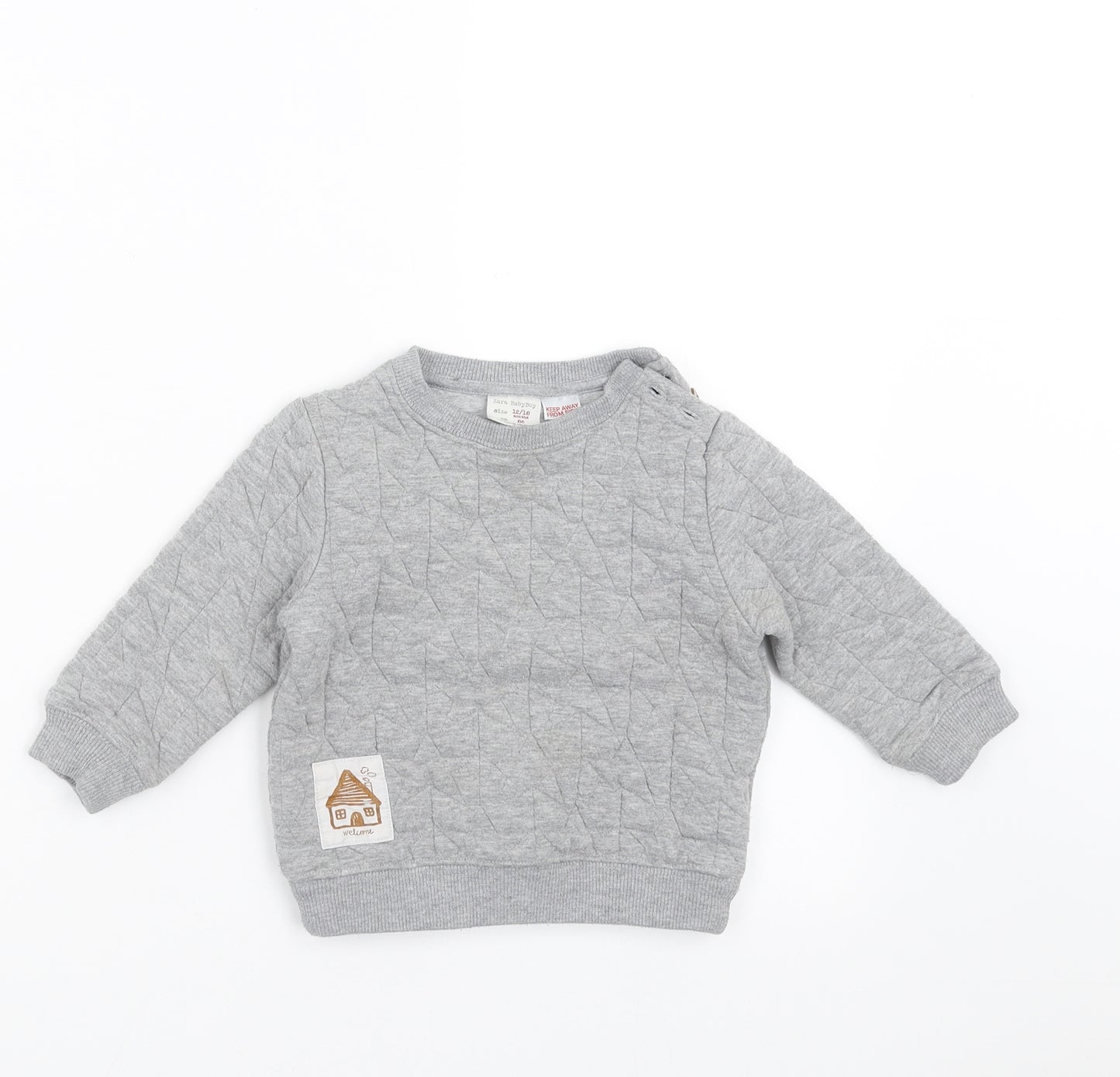 Zara Boys Green Geometric  Pullover Jumper Size 12-18 Months