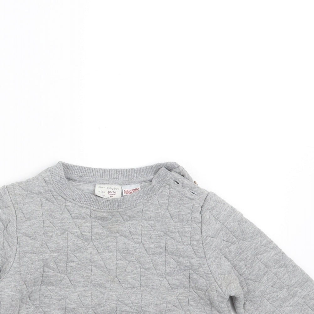 Zara Boys Green Geometric  Pullover Jumper Size 12-18 Months