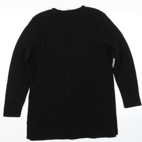 Preworn Womens Black Striped  Pullover Jumper Size 10
