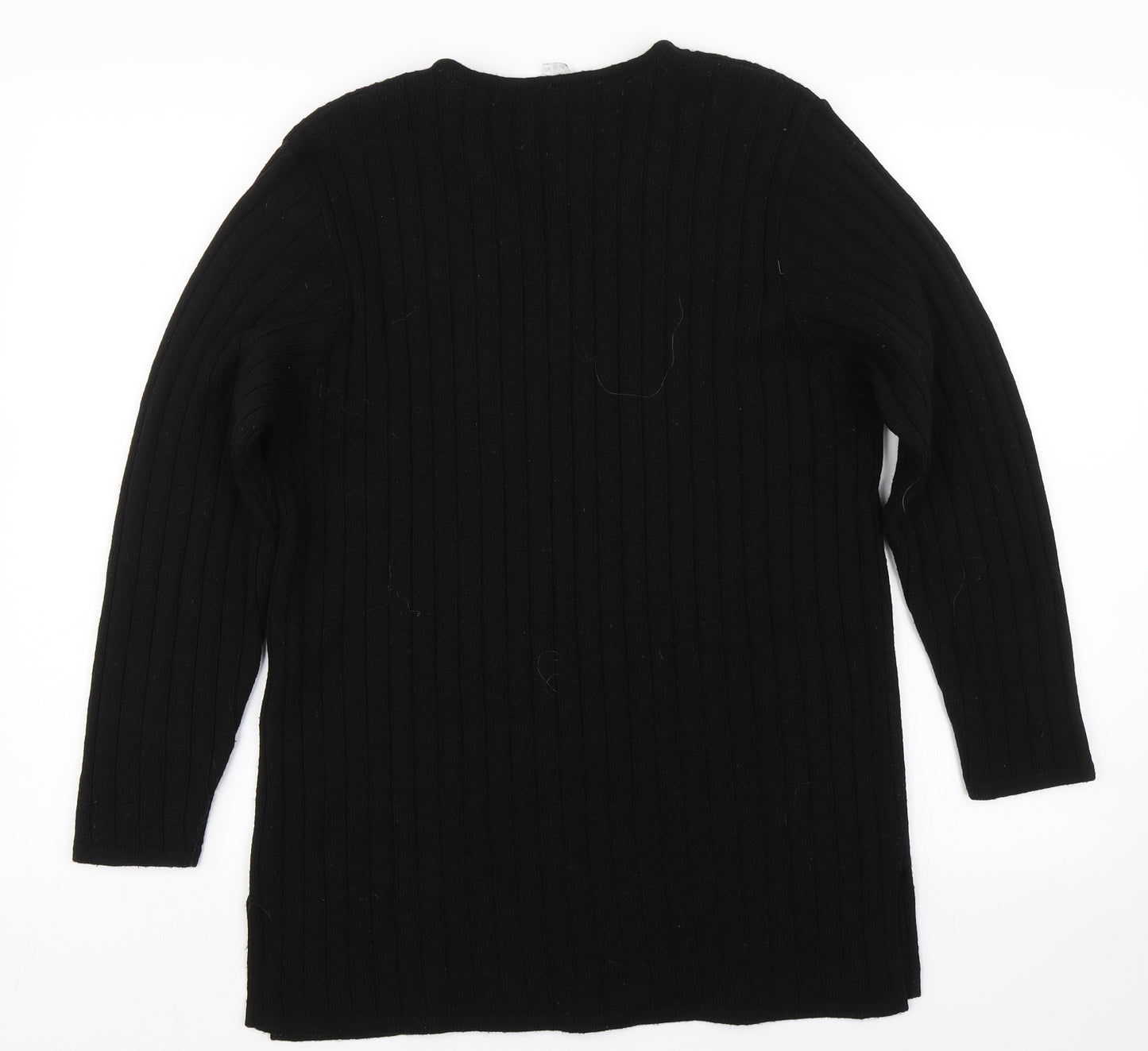 Preworn Womens Black Striped  Pullover Jumper Size 10