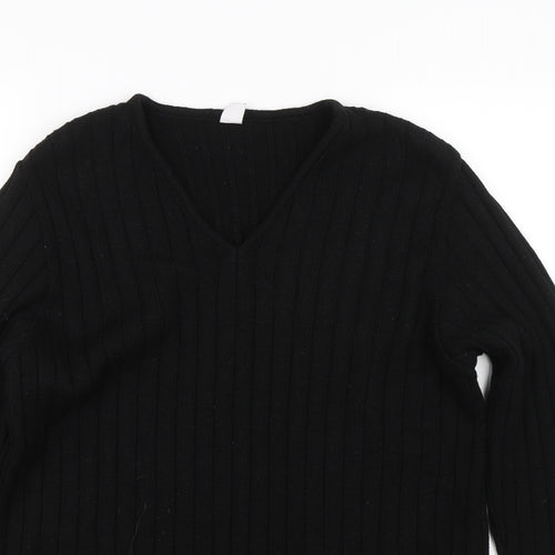 Preworn Womens Black Striped  Pullover Jumper Size 10