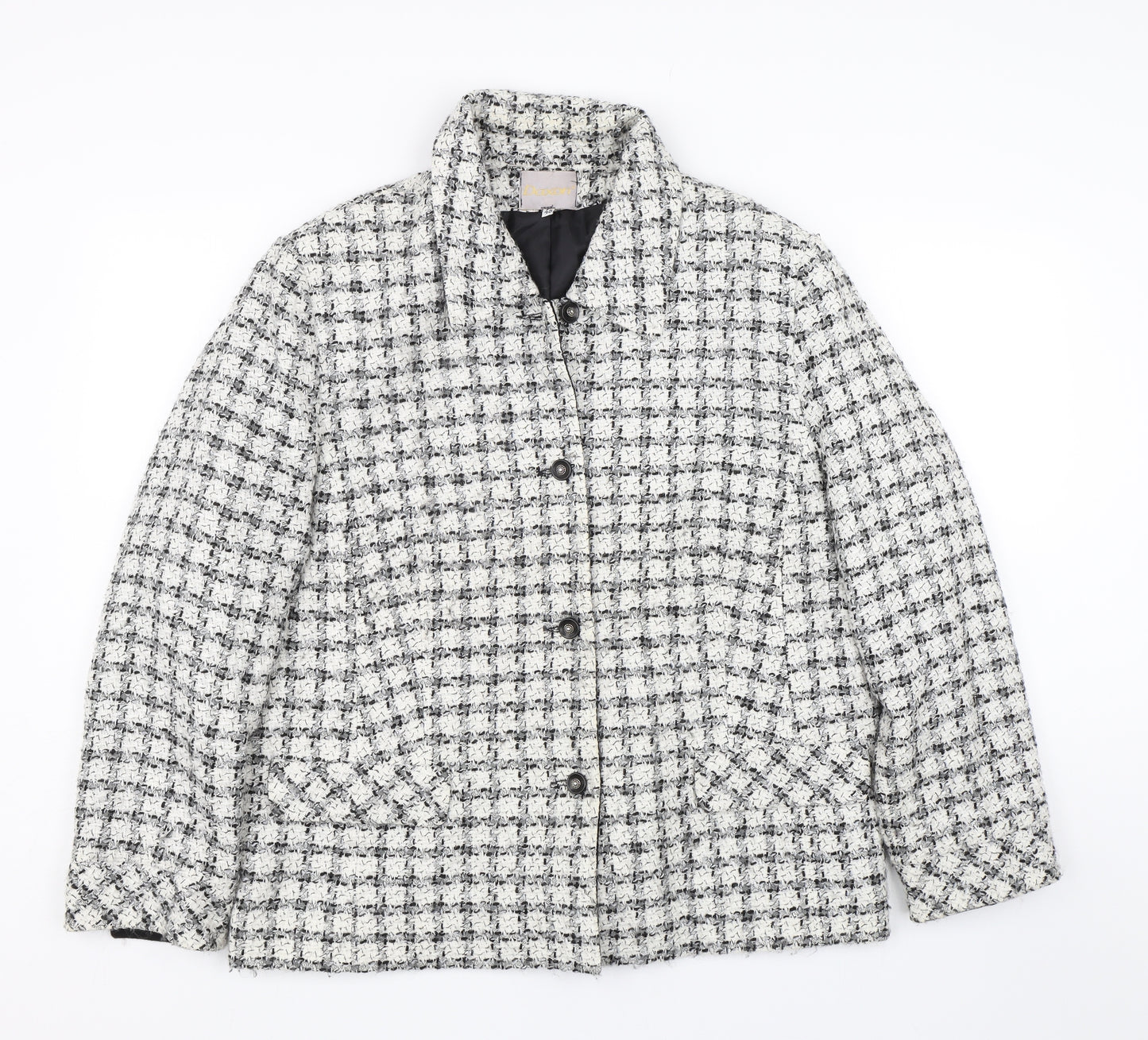 Daxon Womens White Check  Overcoat Coat Size 18