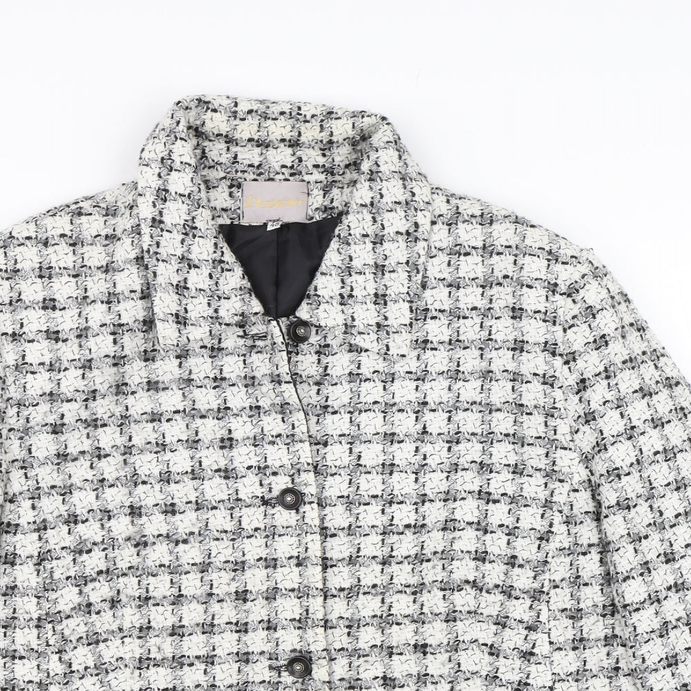 Daxon Womens White Check  Overcoat Coat Size 18
