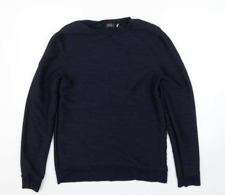 Topman Mens Blue Striped Pullover Jumper Size S