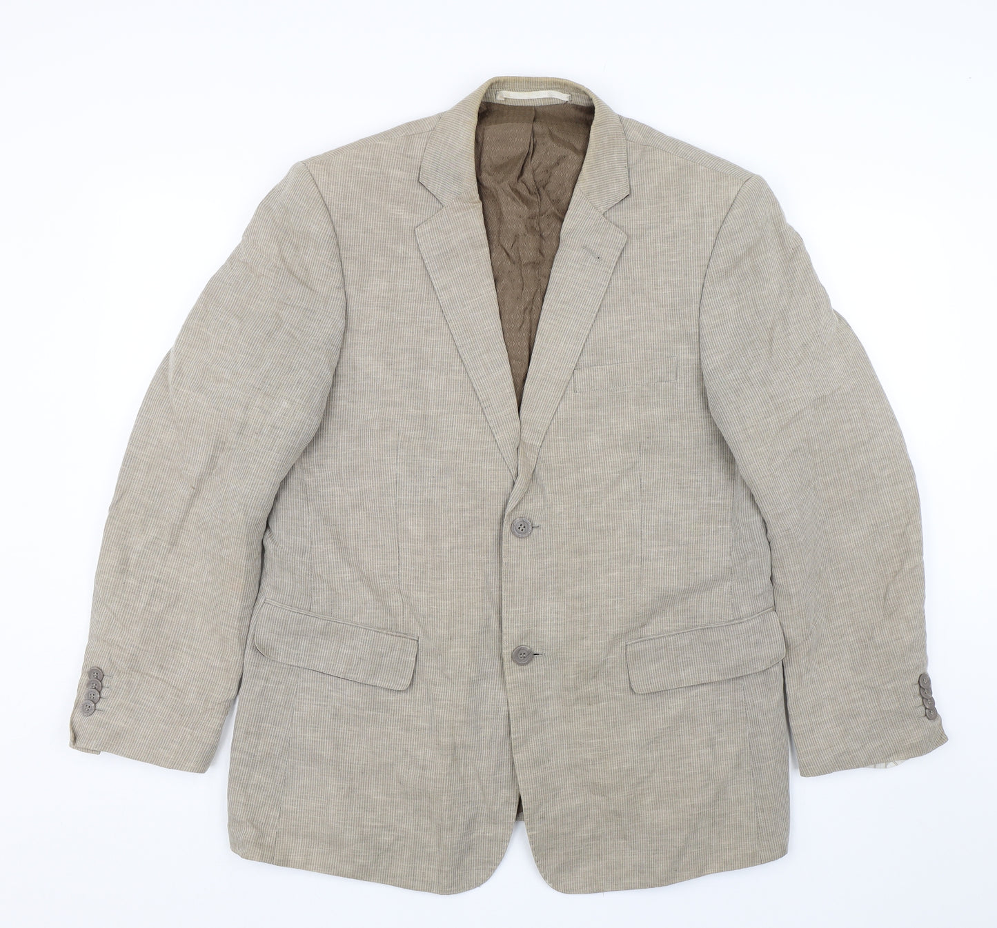 John Rocha Mens Beige Striped  Jacket Suit Size 40