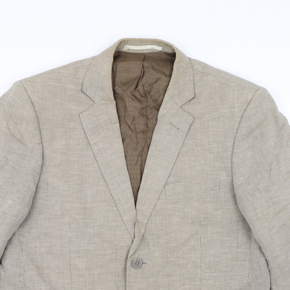 John Rocha Mens Beige Striped  Jacket Suit Size 40