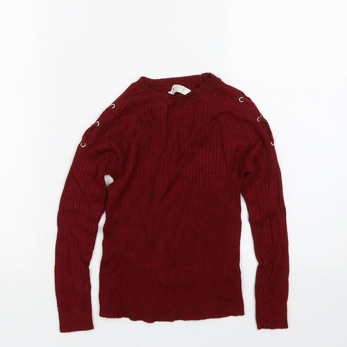 Matalan Girls Red Striped  Pullover Jumper Size 10 Years