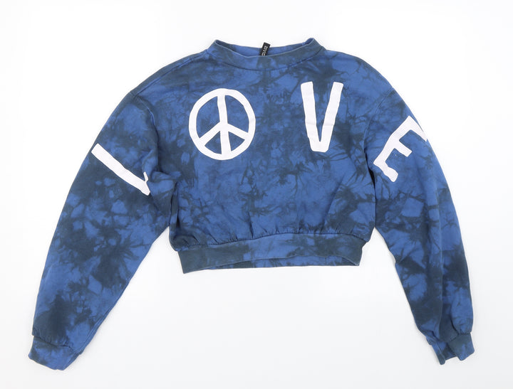 H&M Womens Blue Pullover Sweatshirt Size XS - Tie Dye