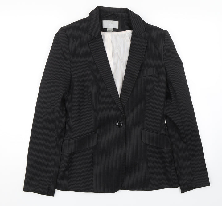 H&M Womens Black Striped Jacket Suit Size 6