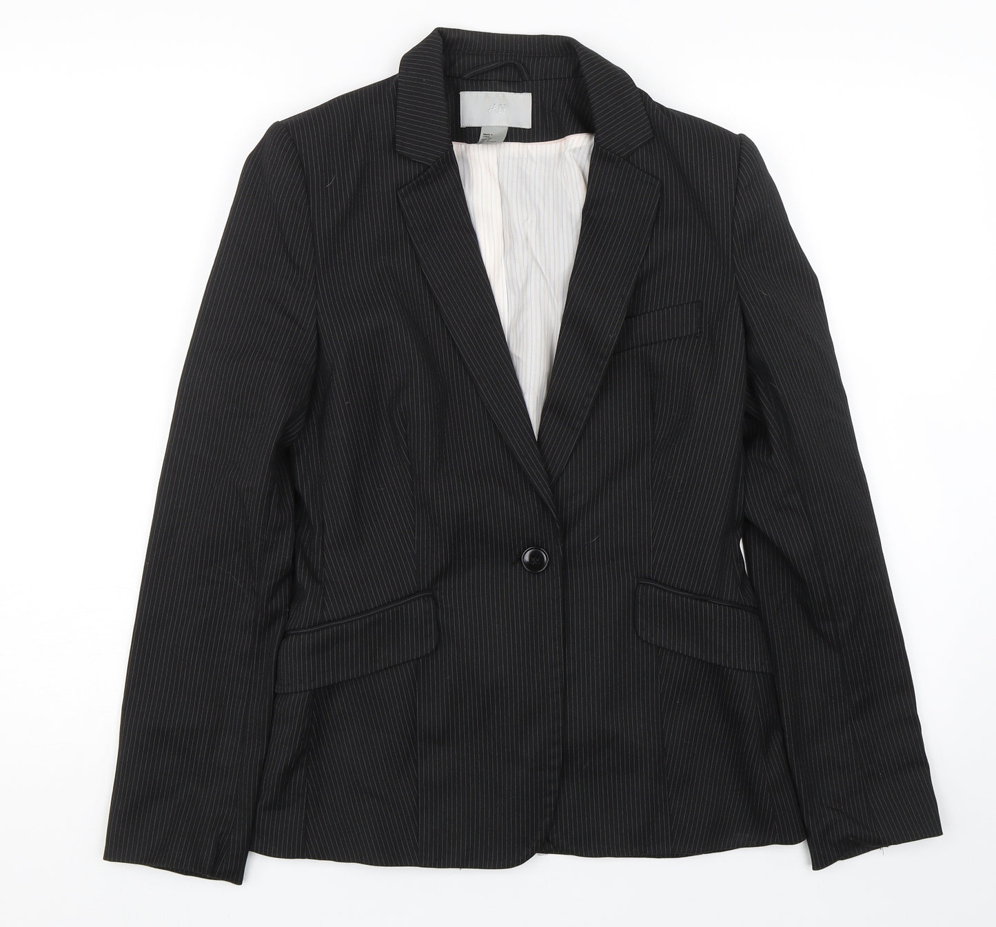 H&M Womens Black Striped  Jacket Suit Size 6