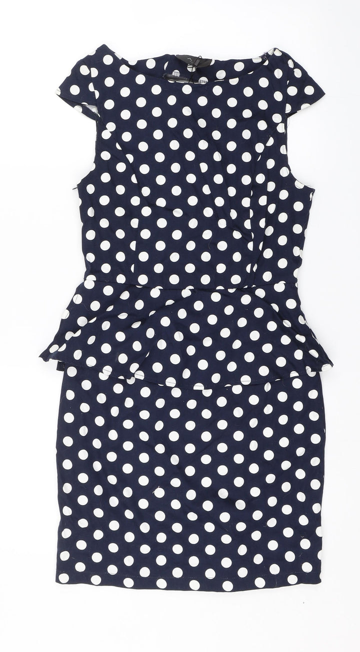 AX Paris Womens Blue Polka Dot T-Shirt Dress Size 8