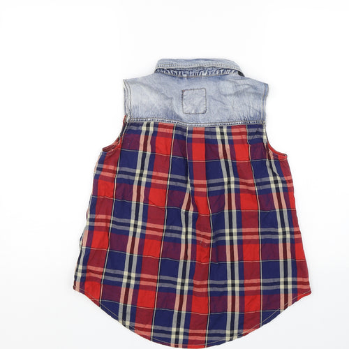 Denim & co Womens Red Check  Basic Tank Size 6