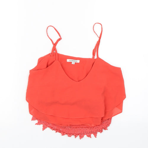 Glamourous Womens Red   Cropped T-Shirt Size S